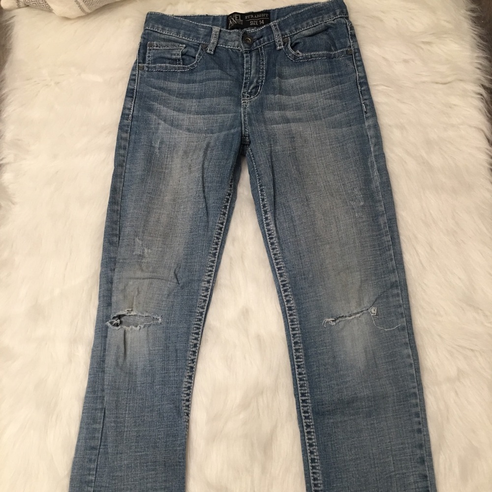 TK Axel Light Washed Straight Distressed Jeans